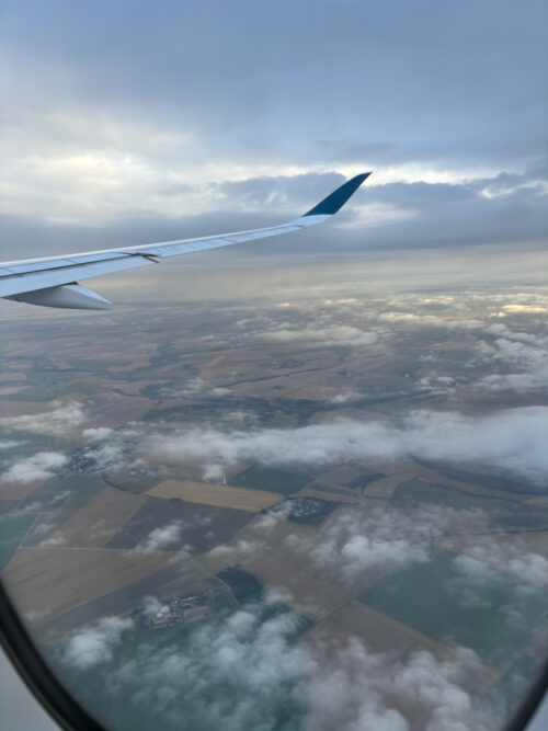 シャルルドゴール空港着陸直前のフランスの景色