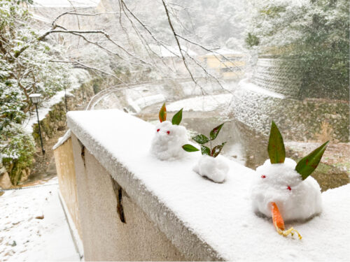 日本の冬の風物詩である雪と温泉