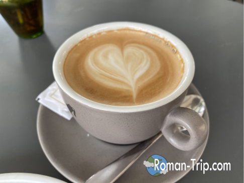 A perfectly brewed café latte at Amelie Patisserie in Zagreb. Smooth and creamy, this coffee is the perfect companion to a sweet treat, offering a cozy and inviting atmosphere in the heart of the city.