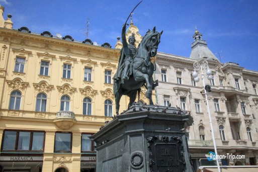 The iconic equestrian statue of Ban Jelačić, located at Ban Jelačić Square in Zagreb.