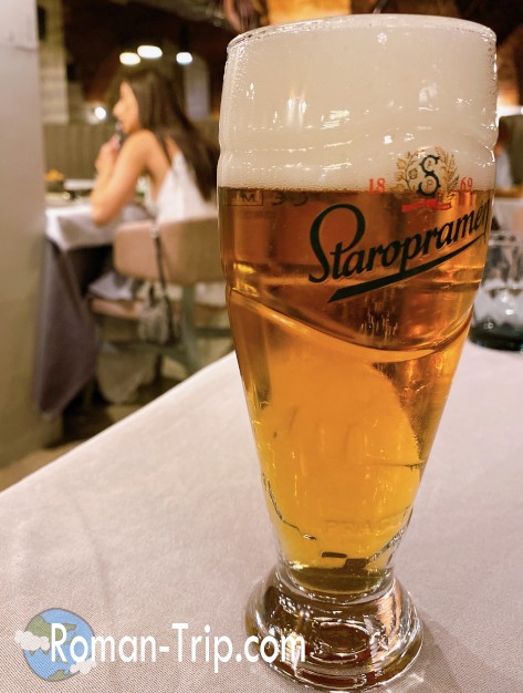 A chilled glass of Staropramen beer, a renowned Czech lager with a smooth, balanced flavor. Widely enjoyed in Croatia, it’s a perfect choice to pair with local dishes or savor on its own.