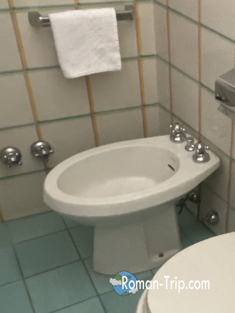 イタリアのホテルで撮影したビデの写真。初めて見ると使い方に戸惑うが、イタリアでは一般的な設備。/ Photo of a bidet in an Italian hotel — common in Italy, though its use may puzzle first-time travelers.